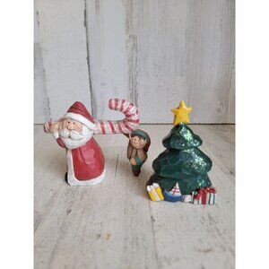 Eddie Walker Santa Claus elf tree figure set glitter Xmas decor
